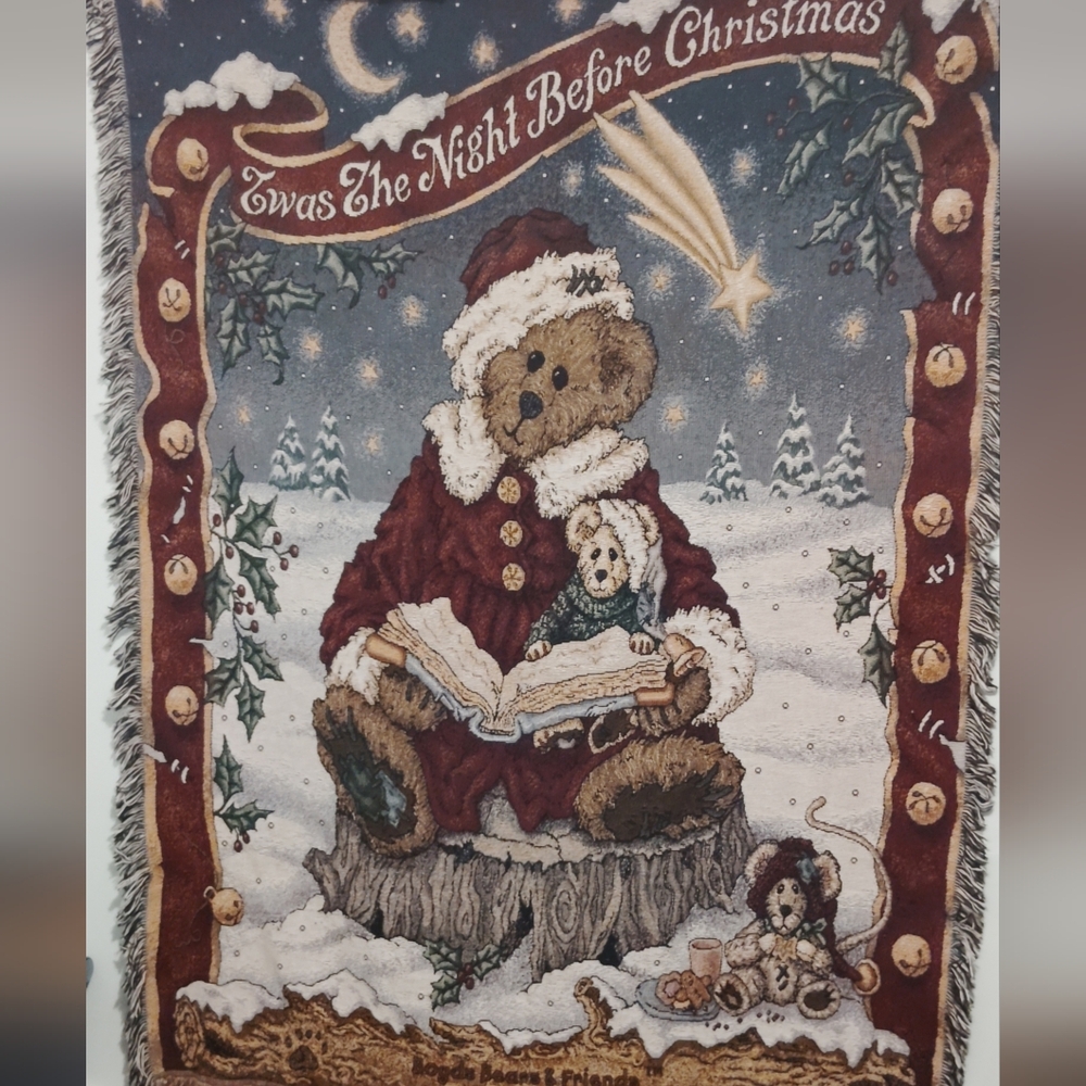 Vintage Boyds Bear & Friends Twas THE Night BEFORE Christmas Tapestry Blanket